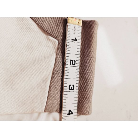 Saks Fifth Avenue sheath dress‎ size 4 cotton denim color block cream tan - Picture 8 of 14